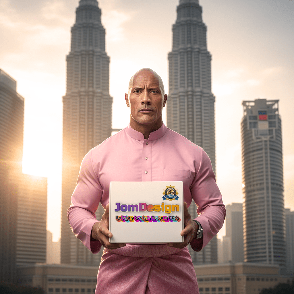 dwayne johnson memegang JomDesign